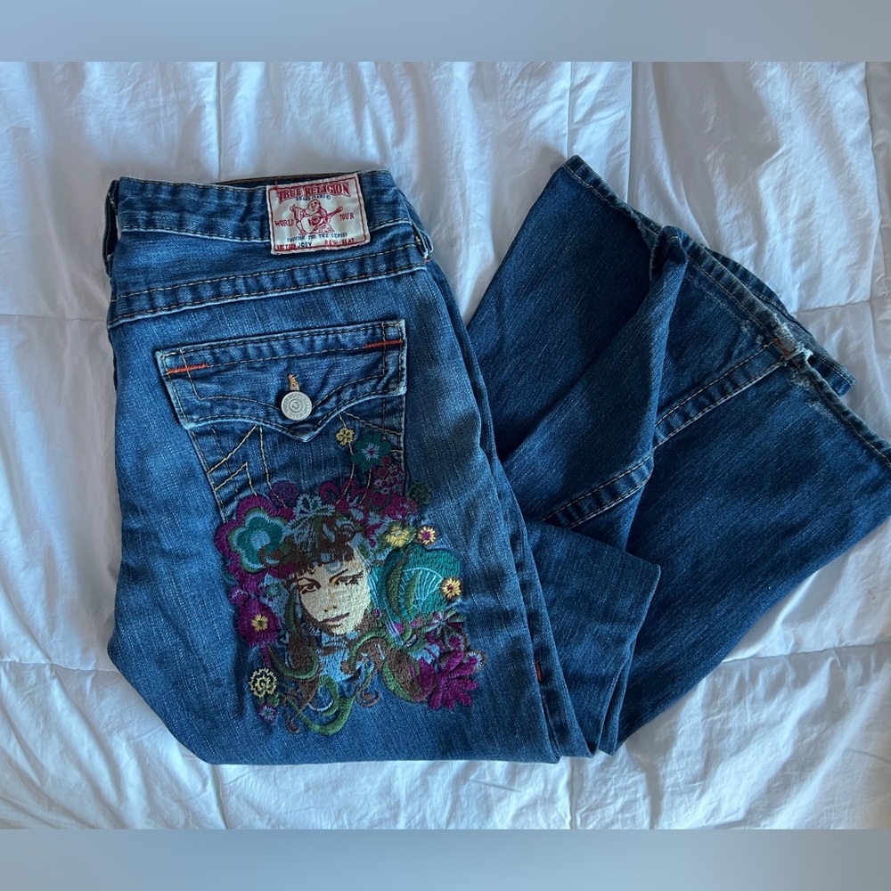 True Religion embroidered jeans VINTAGE Y2K RARE Joey Godiva